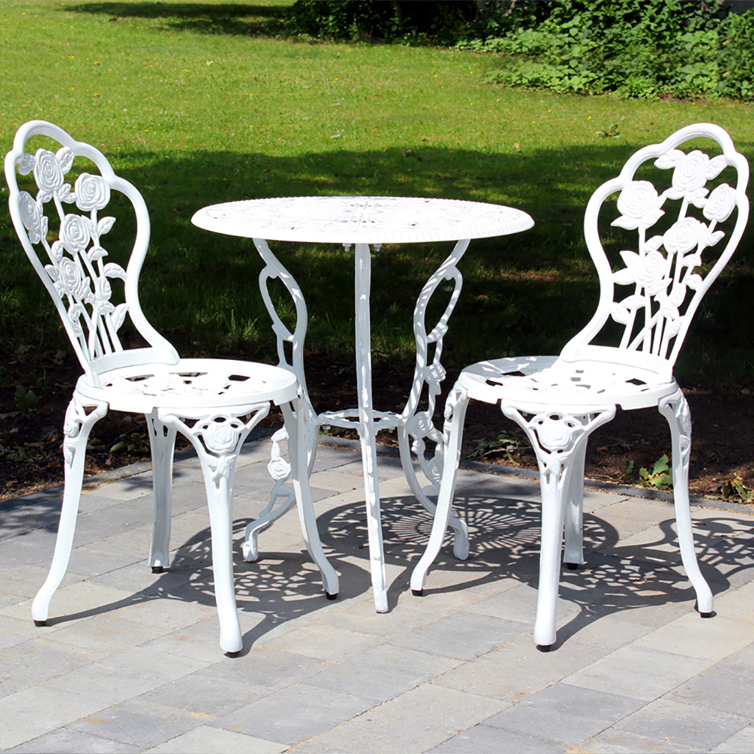 TISCH + 2 STÜHLE BANK ANTIK WEISS GRÜN BISTRO SET GARTEN SITZGARNITUR