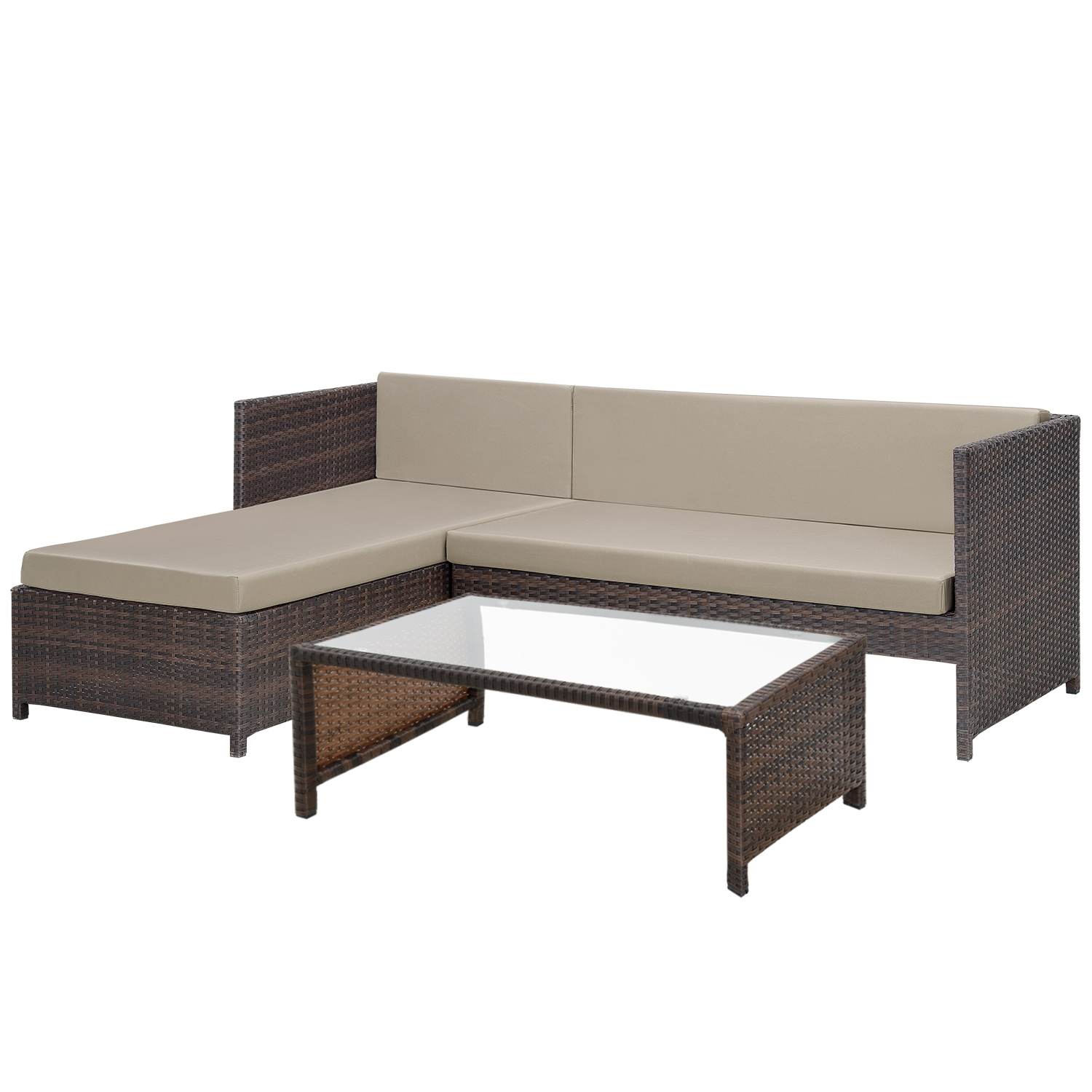 [CASA.PRO]® POLY RATTAN Lounge Eck Sofa + Tisch Garten