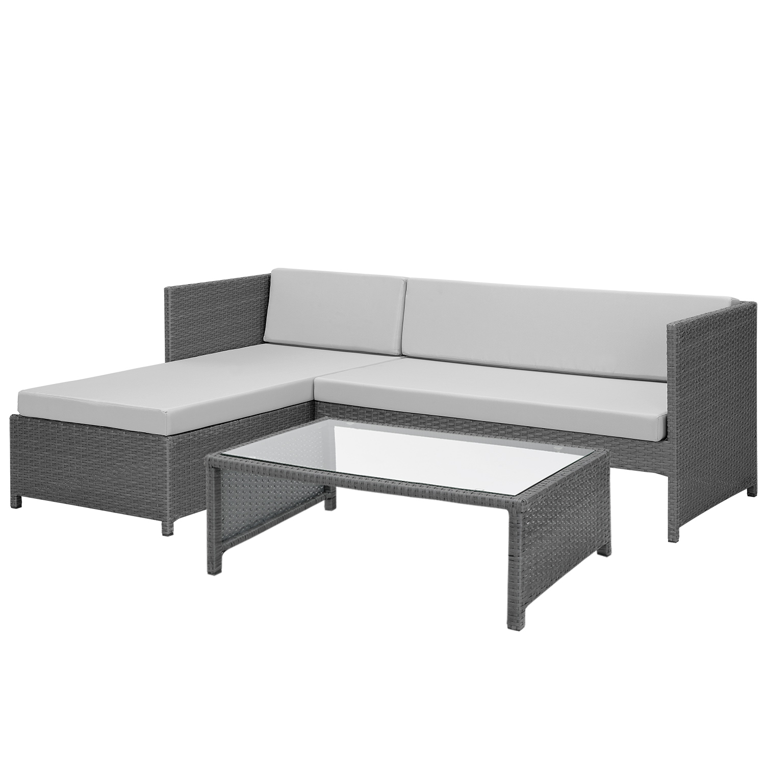 [CASA.PRO]® POLY RATTAN Lounge Eck Sofa + Tisch Garten