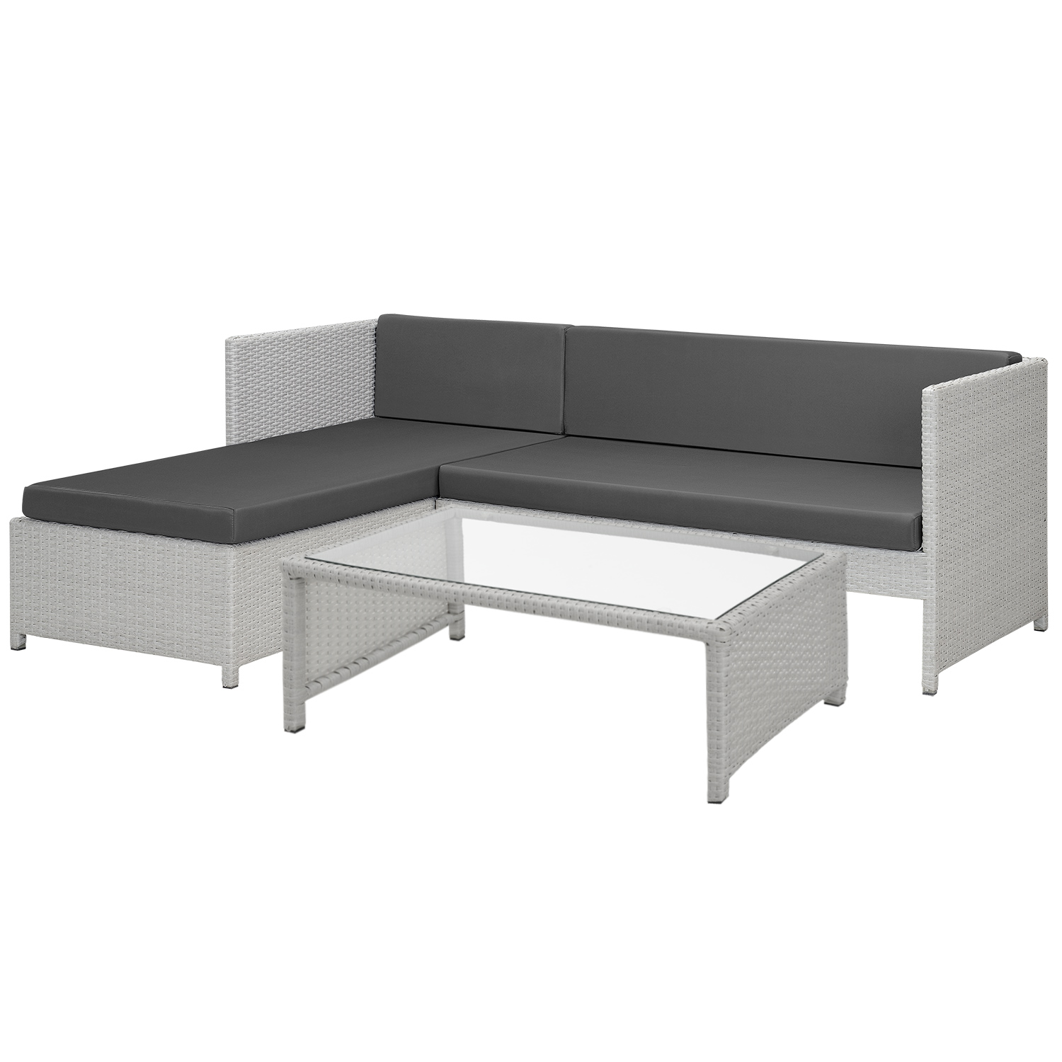 [CASA.PRO]® POLY RATTAN Lounge Eck Sofa + Tisch Garten