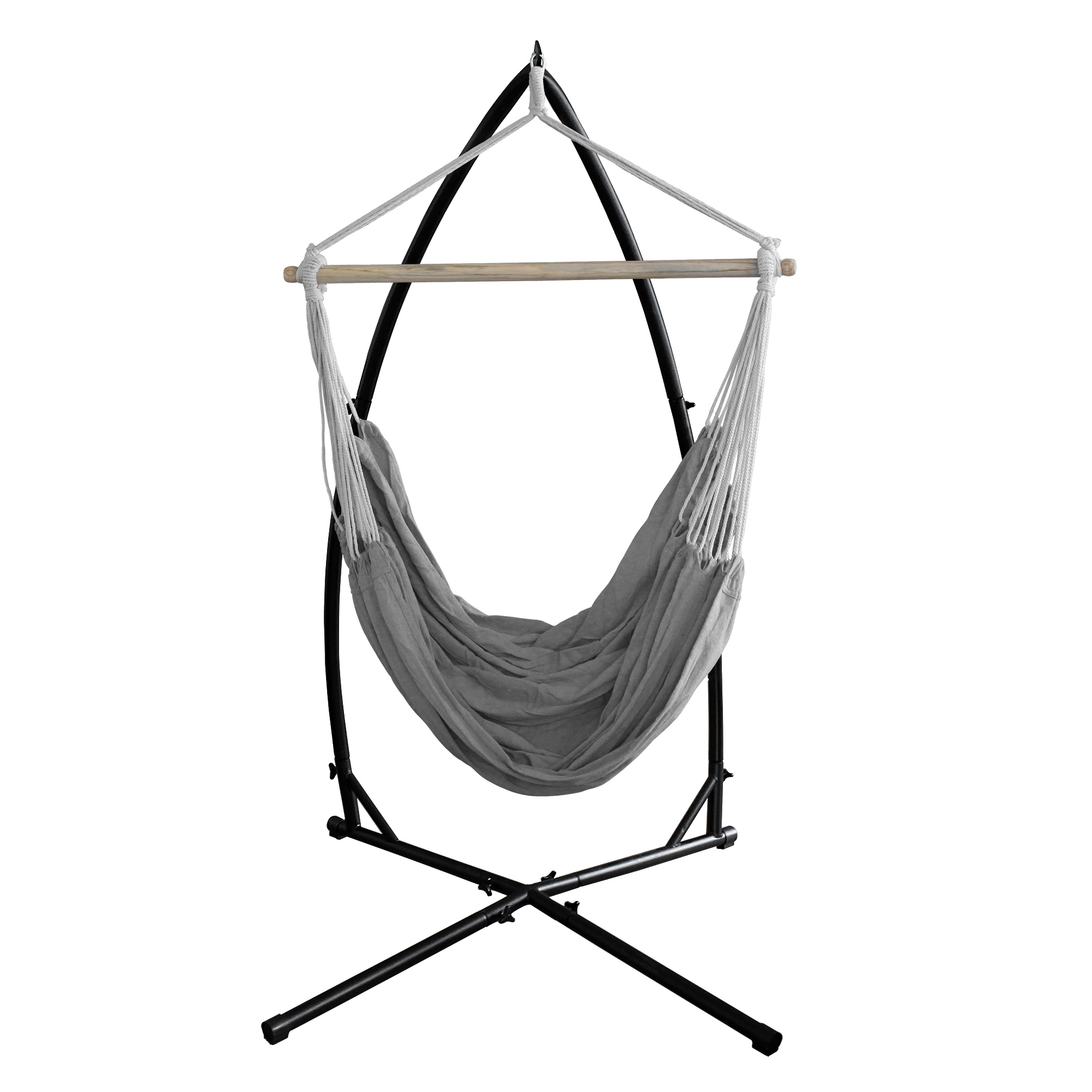 [casa.pro]® XXL Hängesessel mit Gestell Grau Hängesitz Hängeschaukel